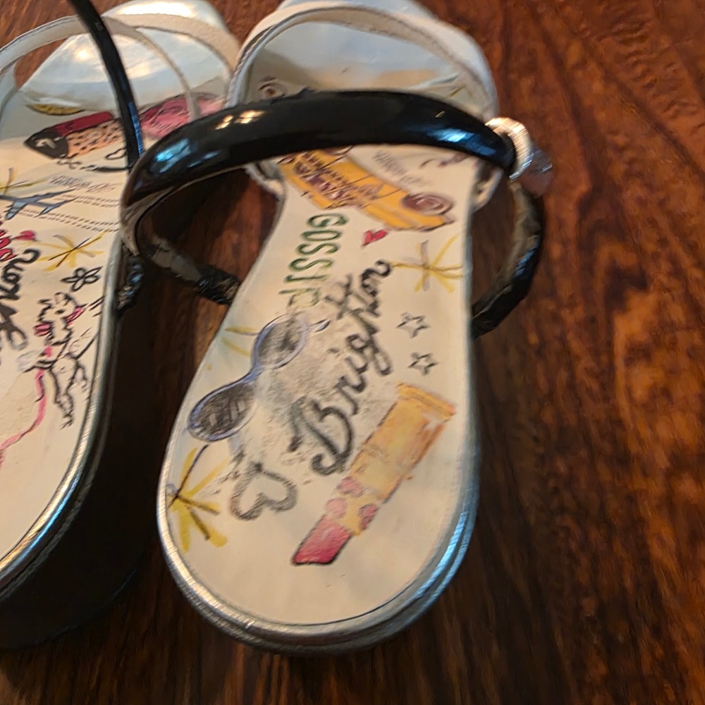 Brighton Harper Wedge Sandals White Silver Black Fashion Scoop Graphic Womens 8M - Picture 4 of 8